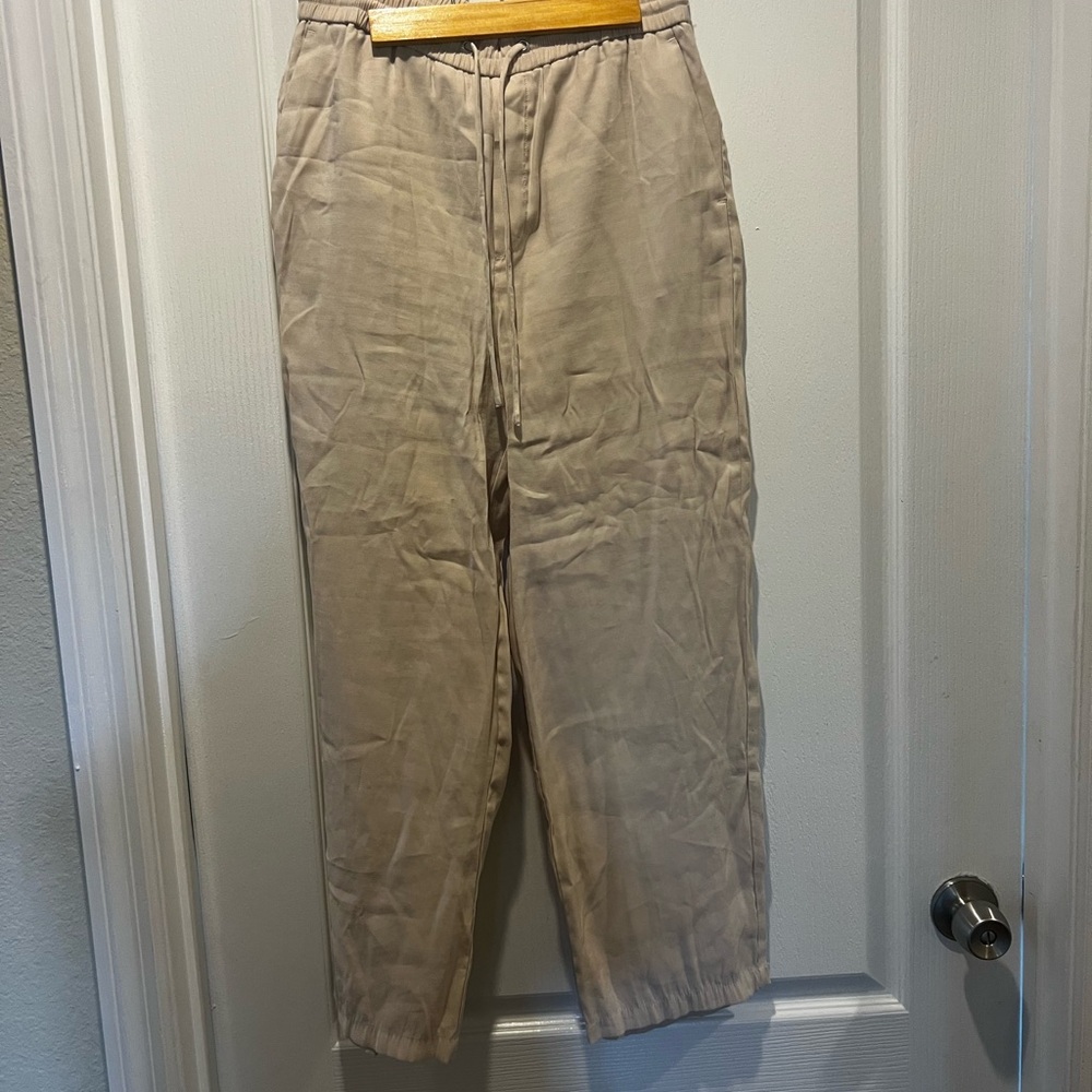 Mango women's beige drawstring pants